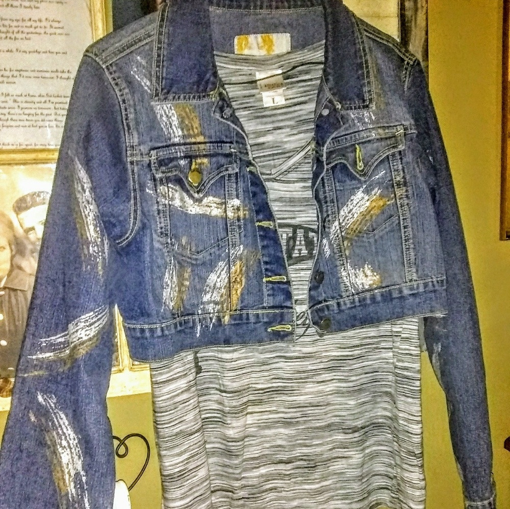 Jean jacket and Ohio State shirt
